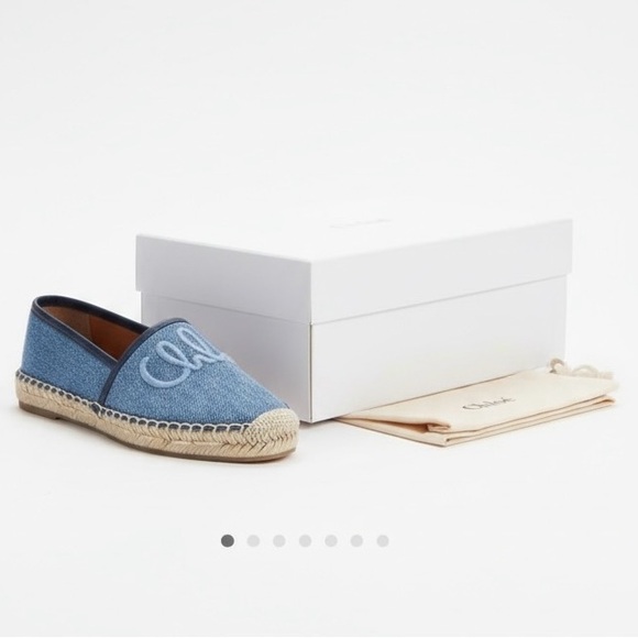 Chloe Shoes - Chloe Isla Embroidered Espadrille Denim Size 9
